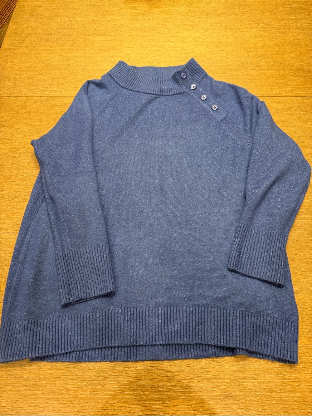 Talbots Navy Button-Shoulder Turtleneck Sweater